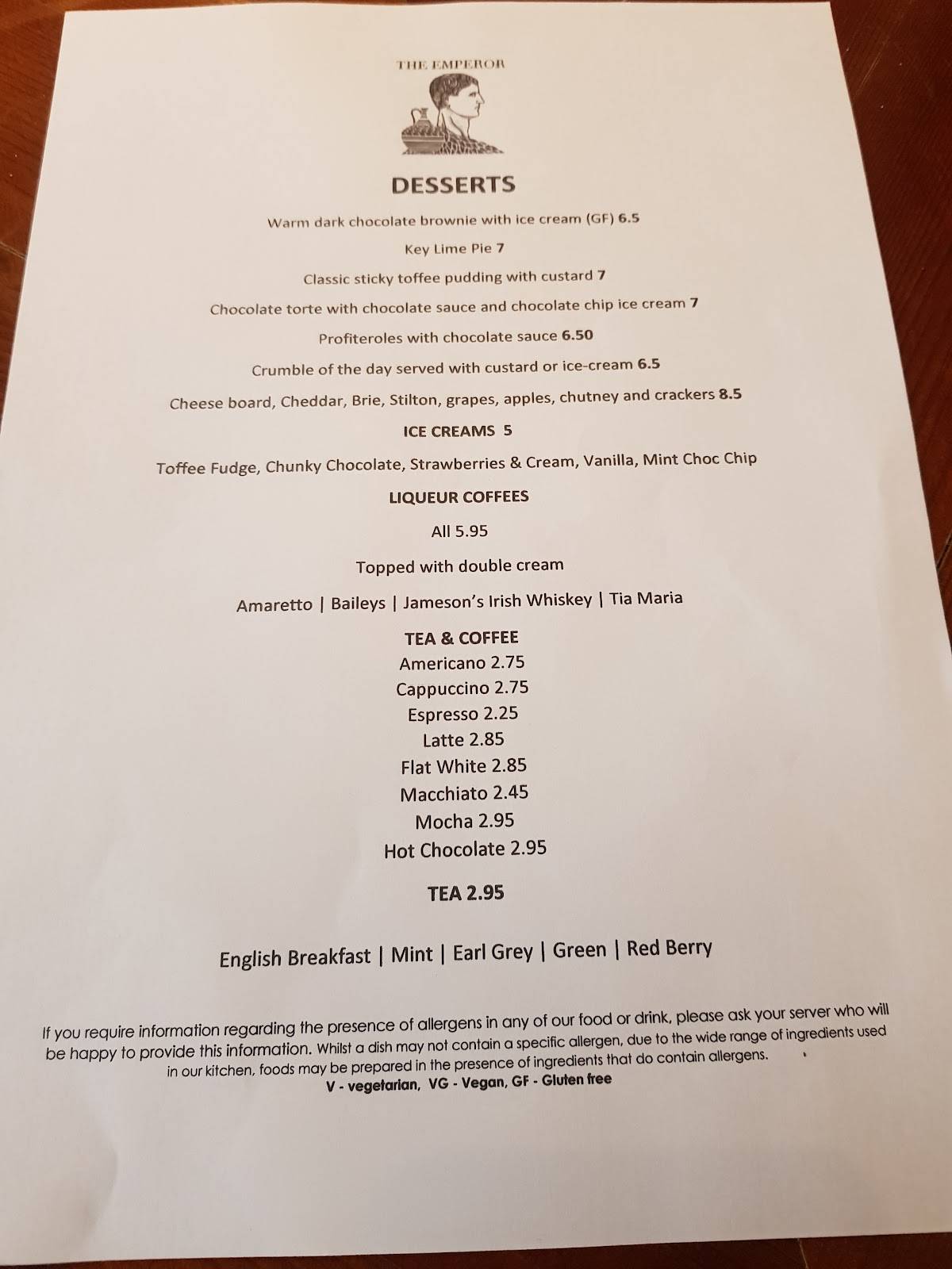 Menu at The Emperor pub & bar, Slough