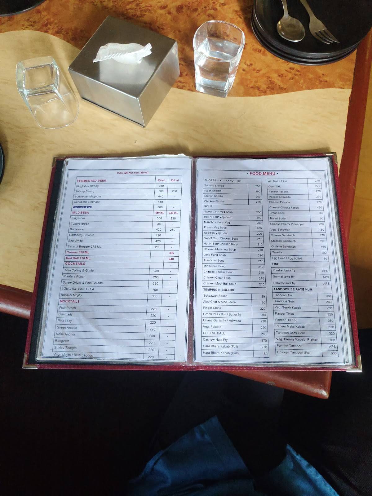 The Experience Roof Top Family Restaurant And Bar menu