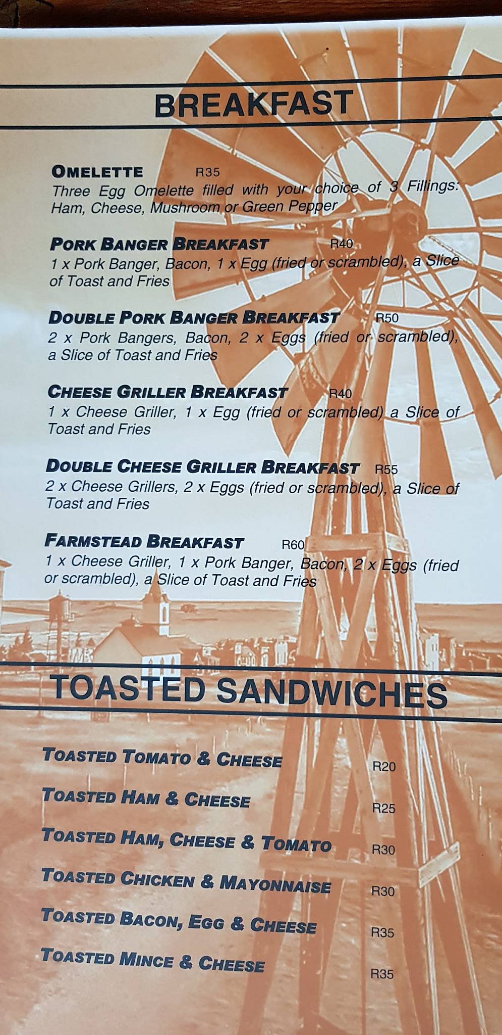 Carta de The FarmStead Pub & Grill, Roodeplaat