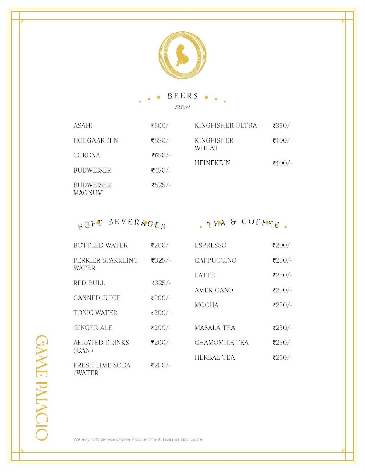 The Game Palacio menu