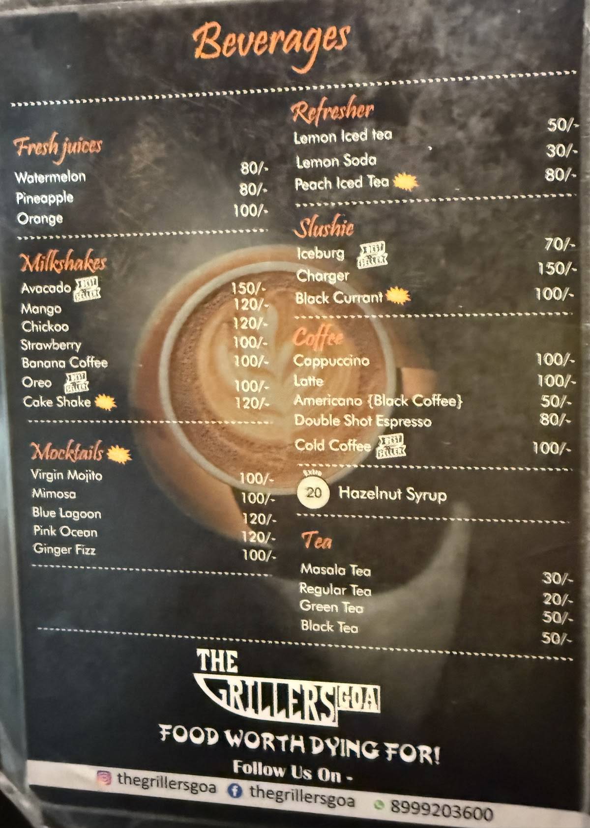 The Grillers Goa menu