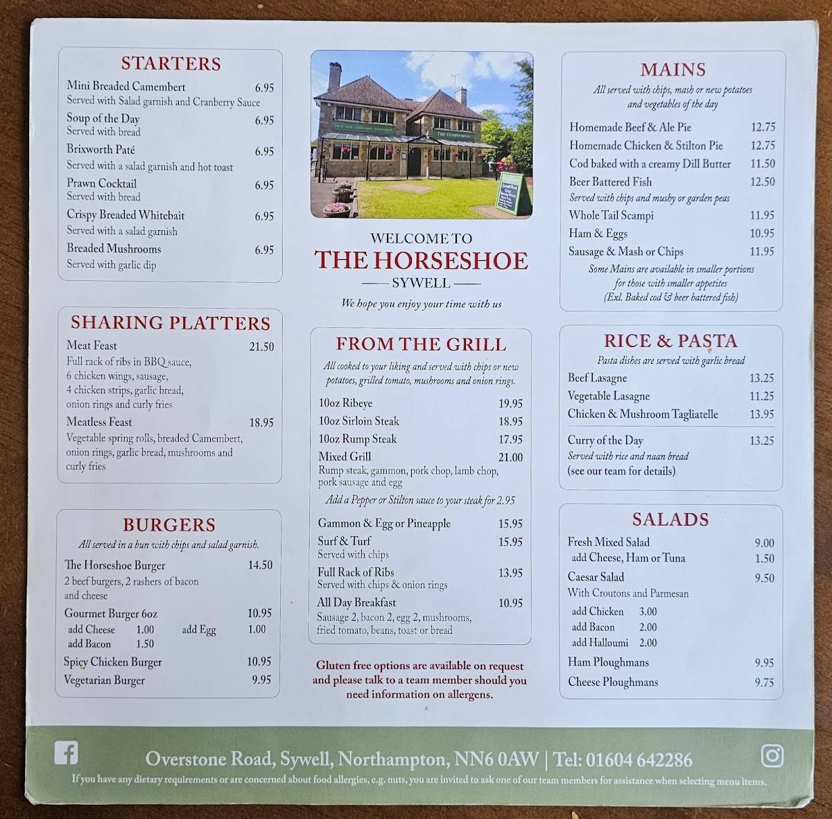 Menu at The Horseshoe Sywell pub & bar, Northampton, 2 Overstone Rd