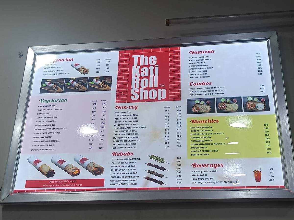 The Kati Roll Shop menu