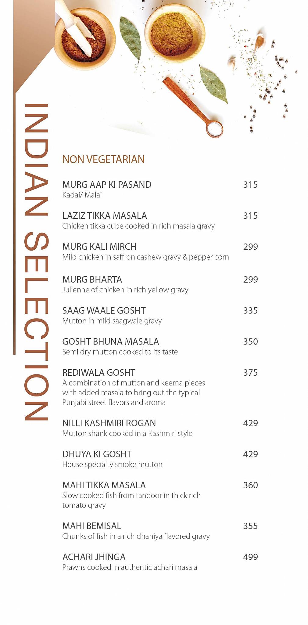 The Kitchen menu
