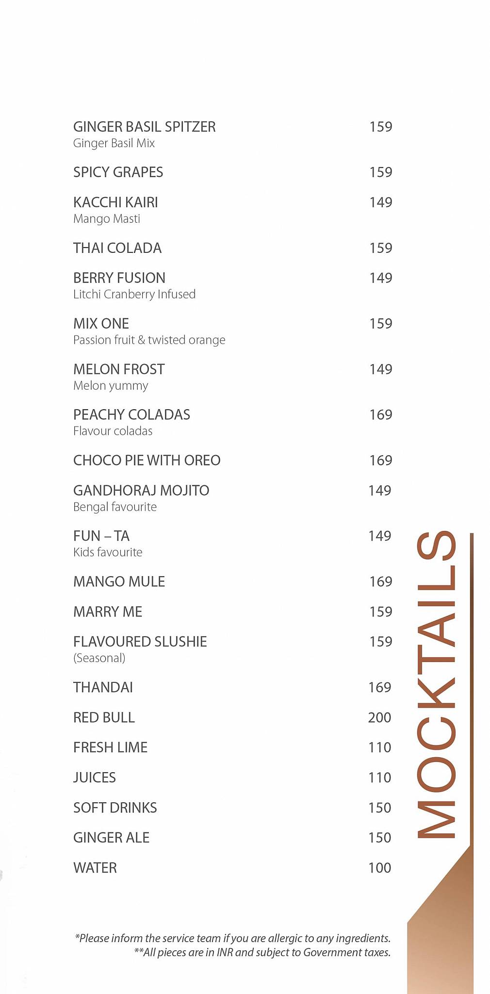 The Kitchen menu