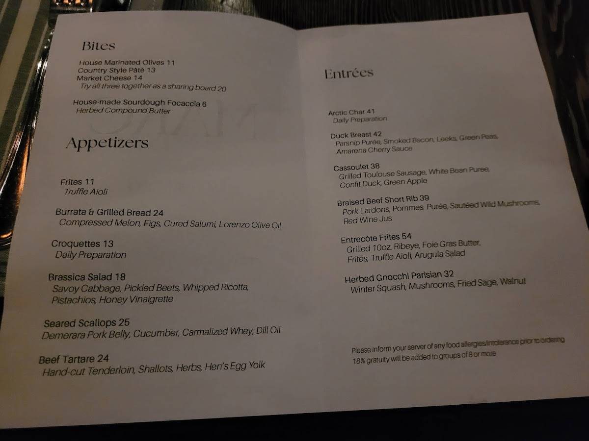 Menu de The Marc