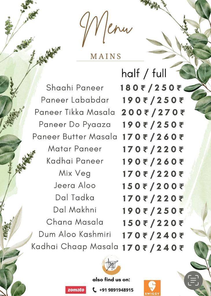 THE MASALA PARCEL by Meeta Sharma menu