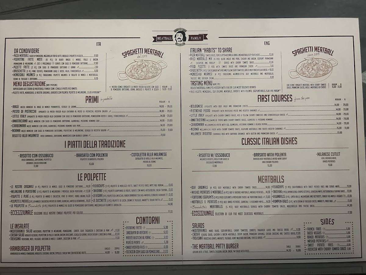 Menu di Meatball Family - Ristorante Navigli | Porta Genova 
