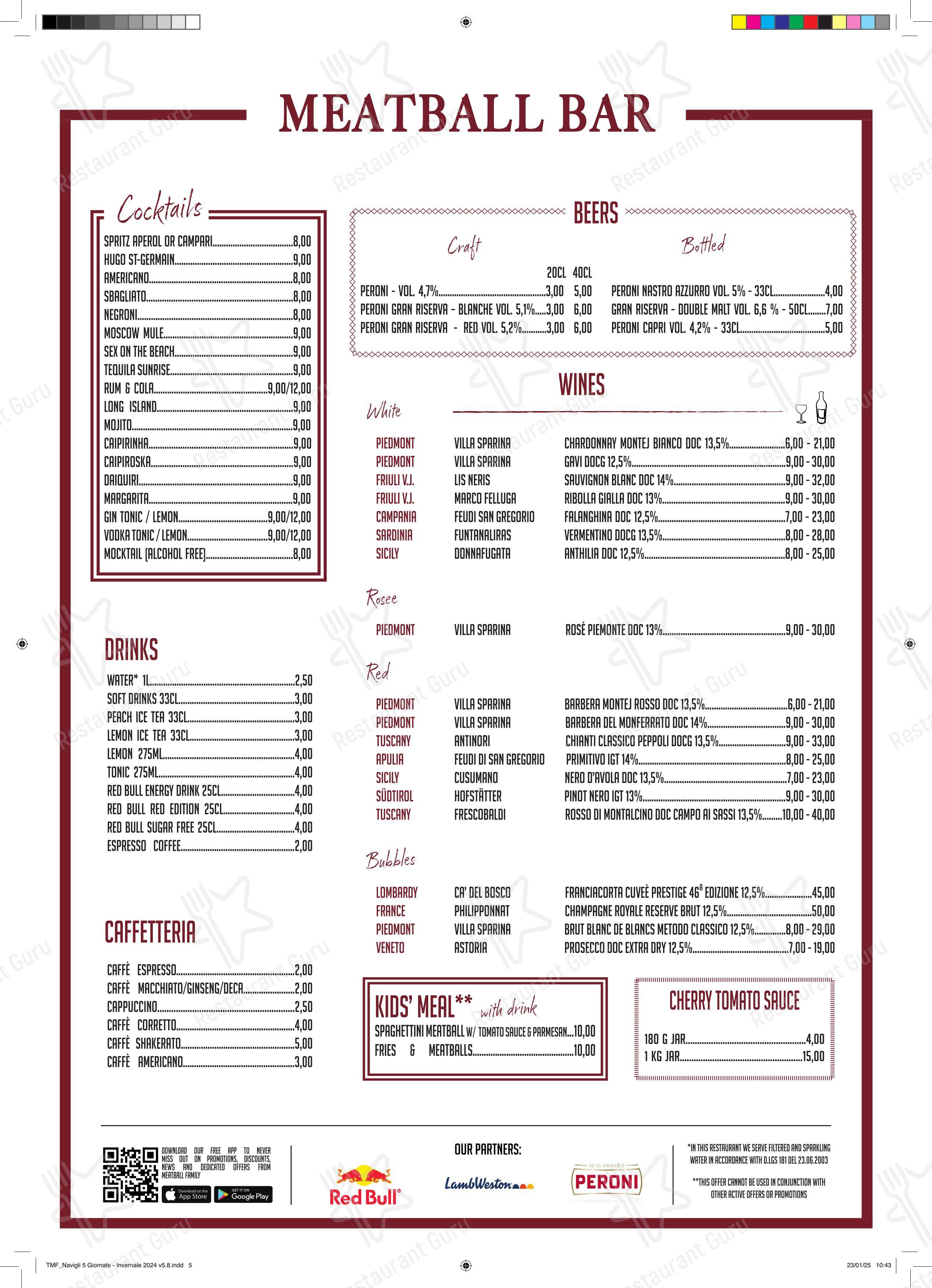 Menu bar per Meatball Family - Ristorante Navigli | Porta Genova in Milano