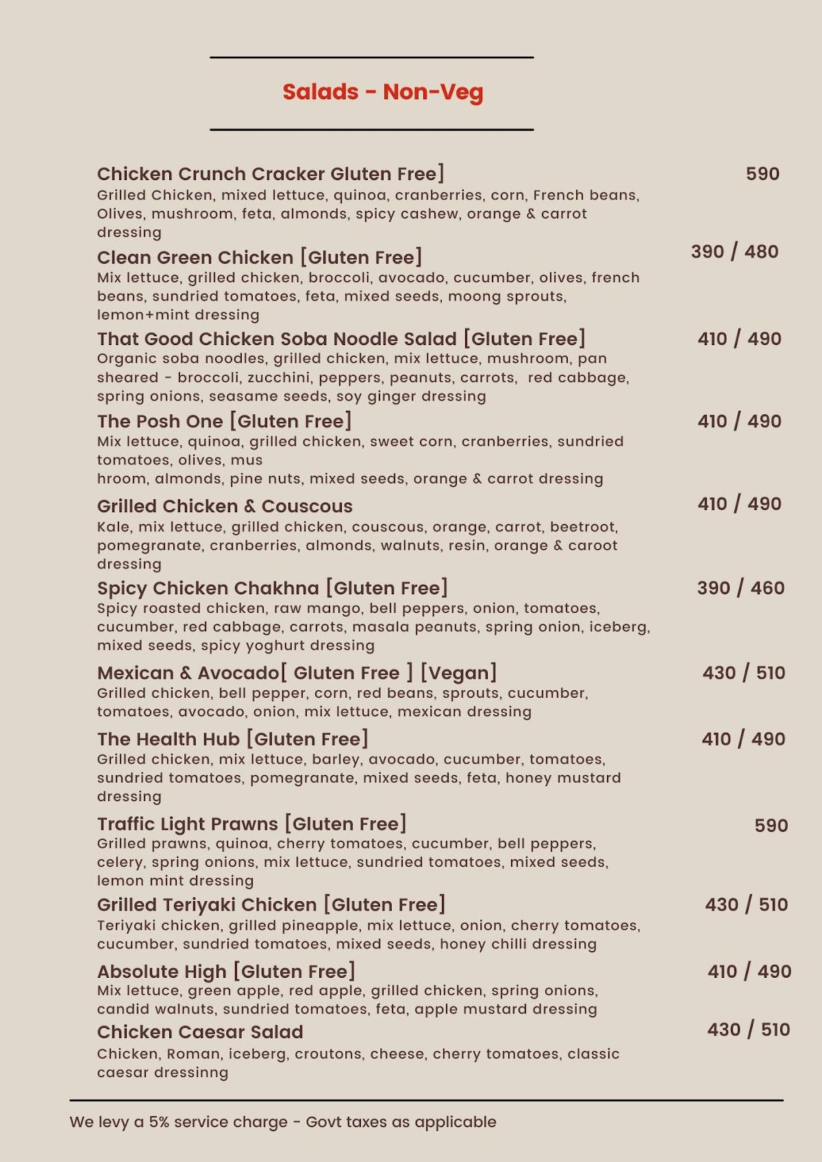 The Nature Bar - Goregaon menu