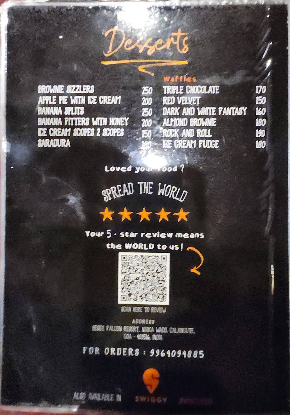 The Ocean Grill menu