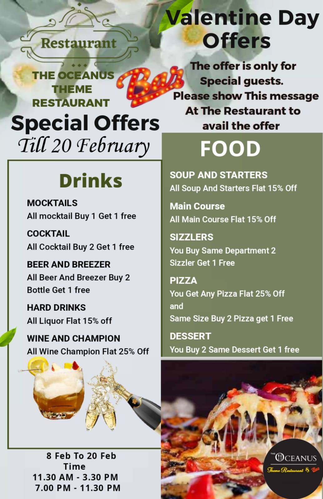 The Oceanus Theme Restaurant & Bar menu