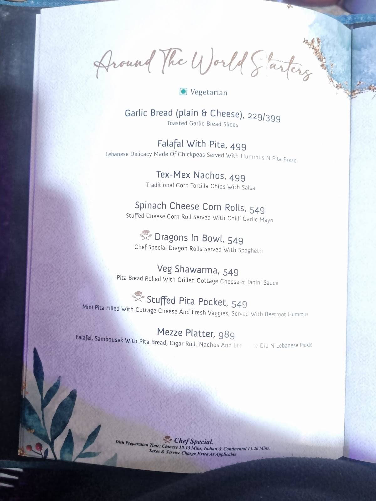 The Salt Cafe menu