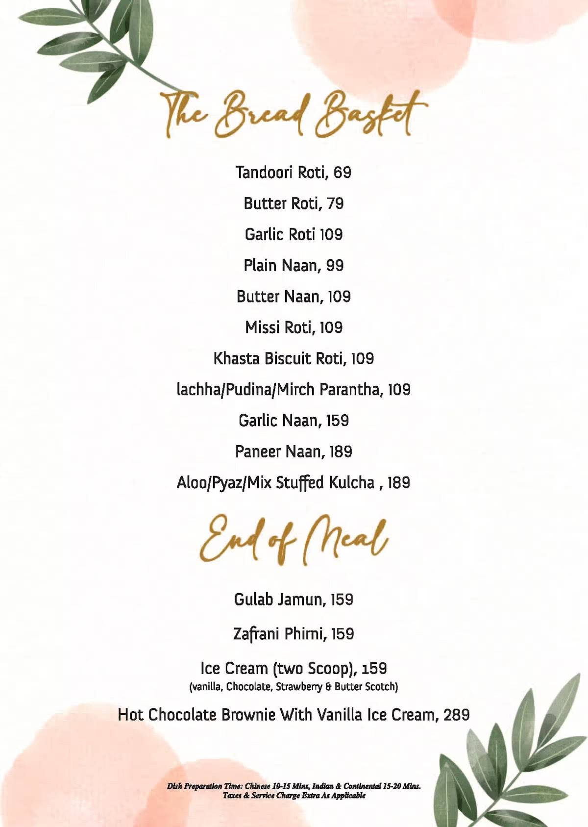 The Salt Cafe menu
