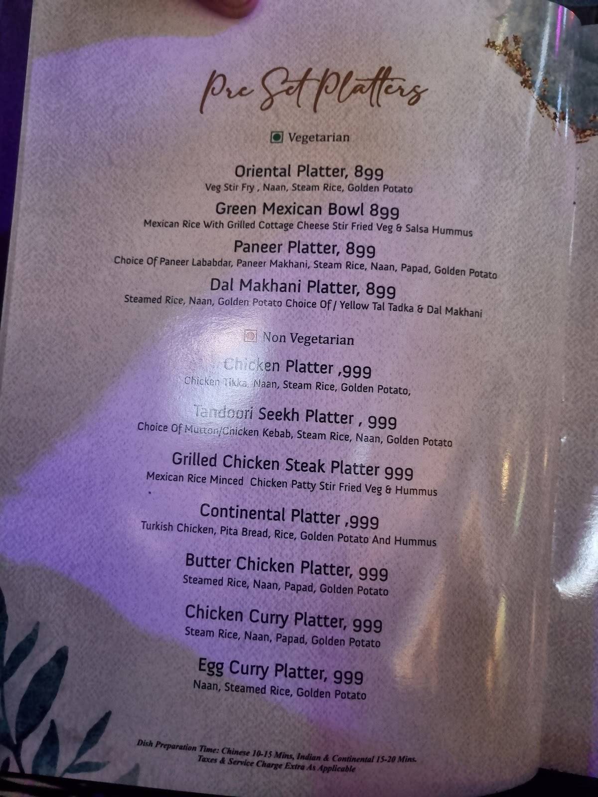 The Salt Cafe menu
