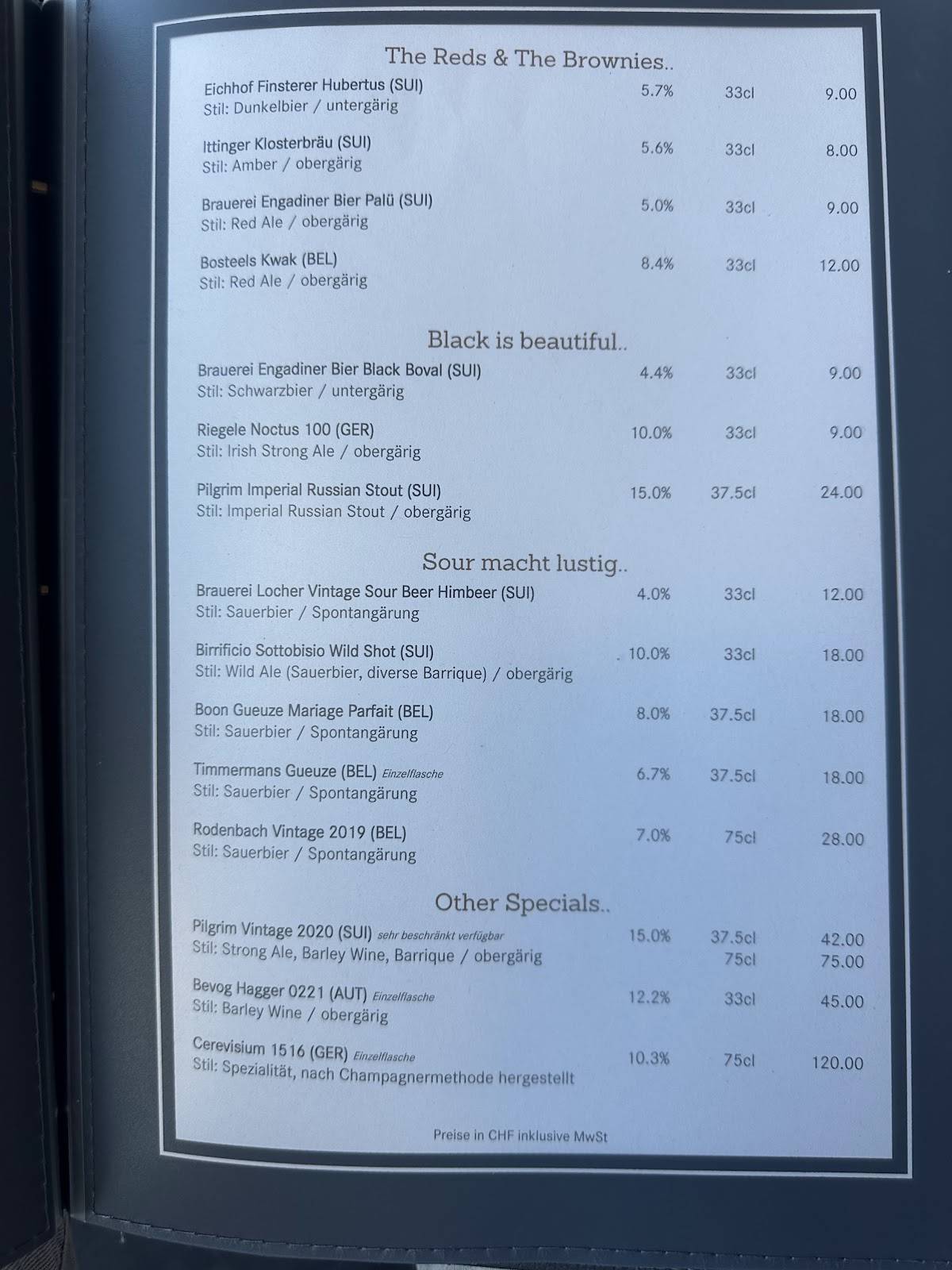 Menu di The St.Moritz Sky Bar (Hotel Monopol) 