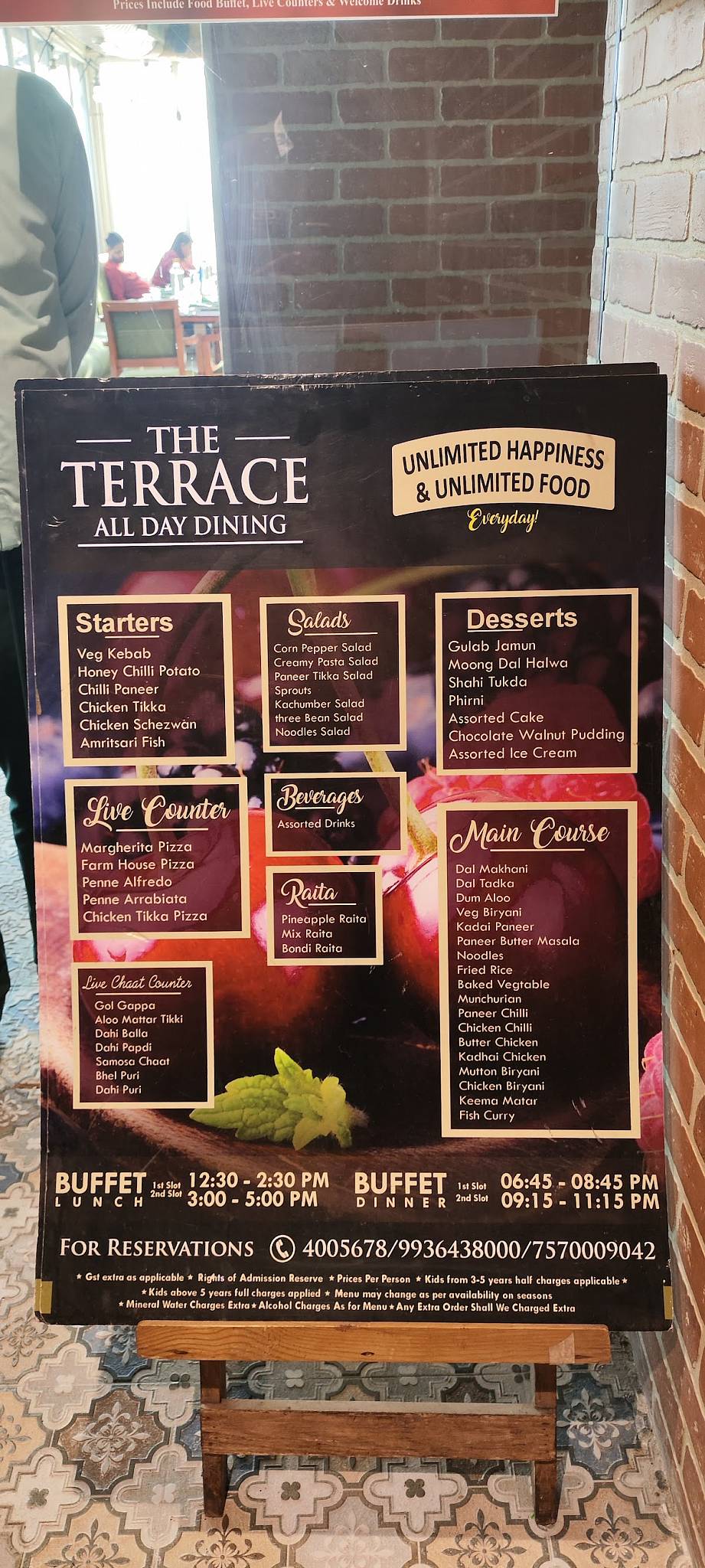 The Terrace menu