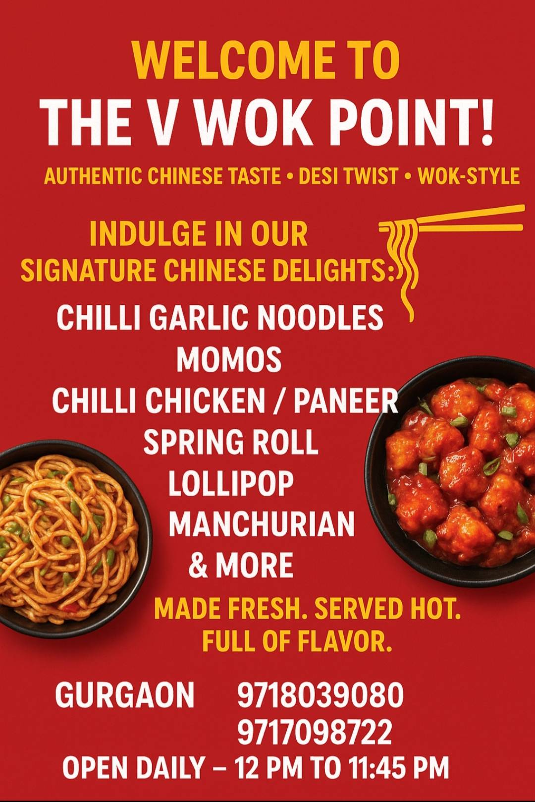 The V Wok Point DLF Phase 3 Best Chinese Food menu