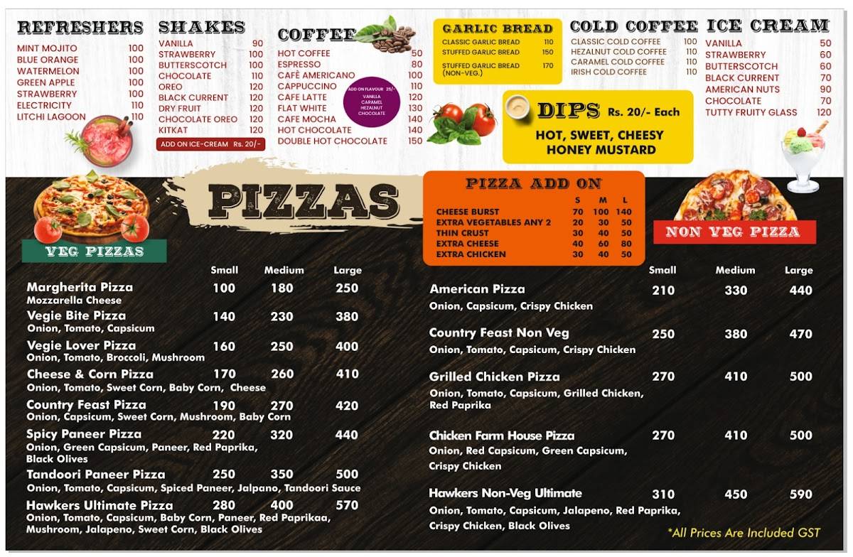 The crispy Hawkers menu