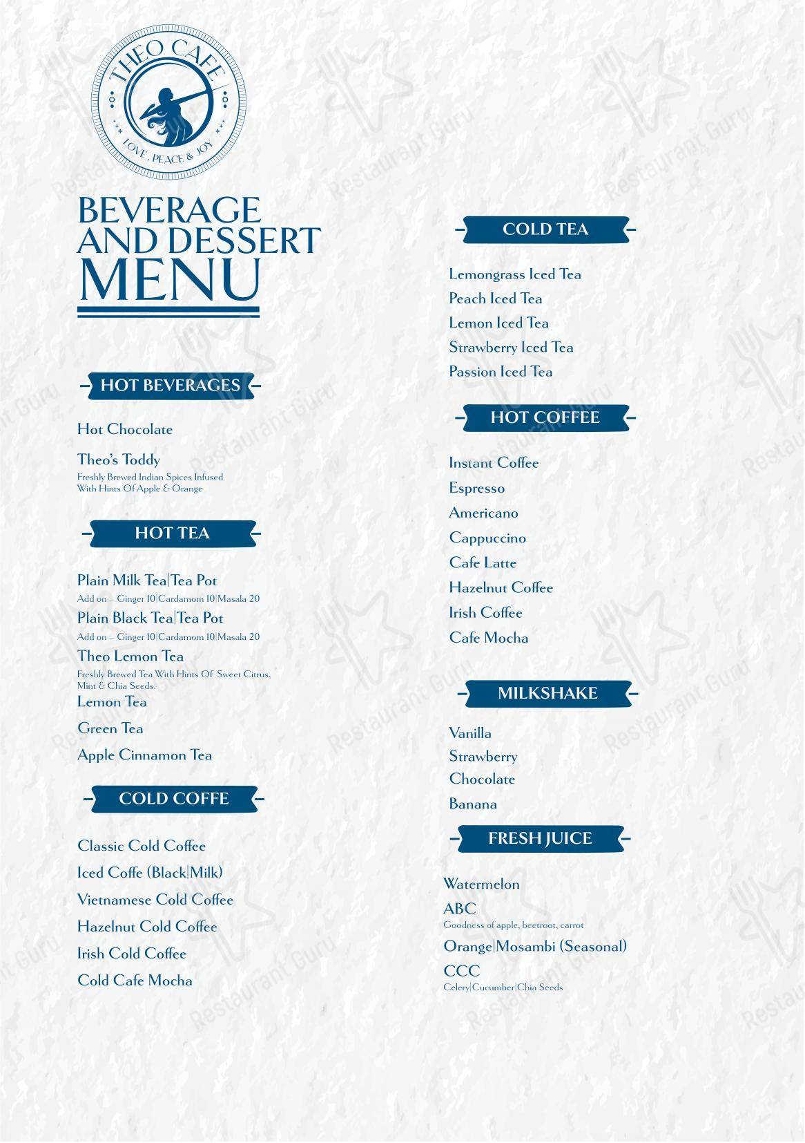 Theo Cafe - Menu bar