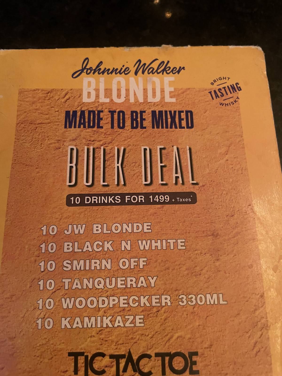 Tic Tac Toe - The modern bistro menu