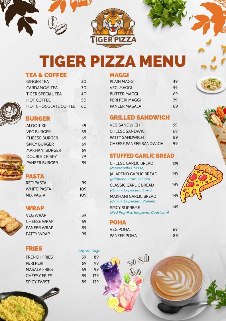 Tiger Pizza menu