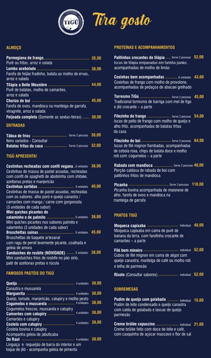 Menu em Tigú Bar e Restaurante, Belo Horizonte