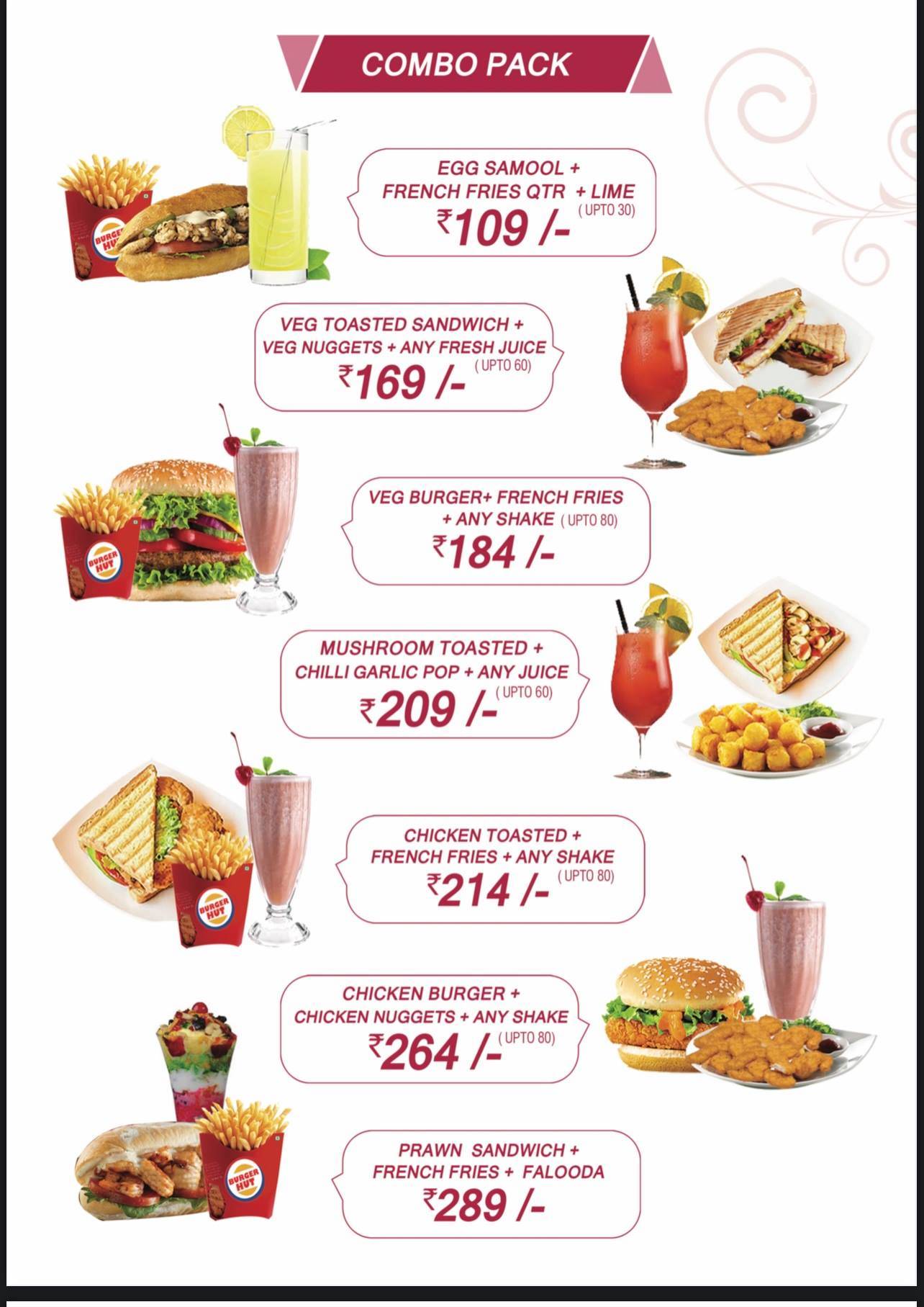 Burger hut menu