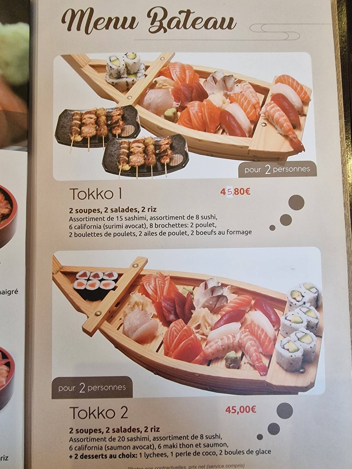Menu de Tokko