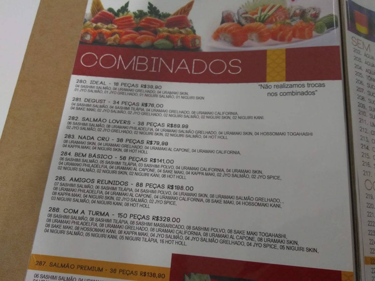 Tomodachi Chapadão cardápio