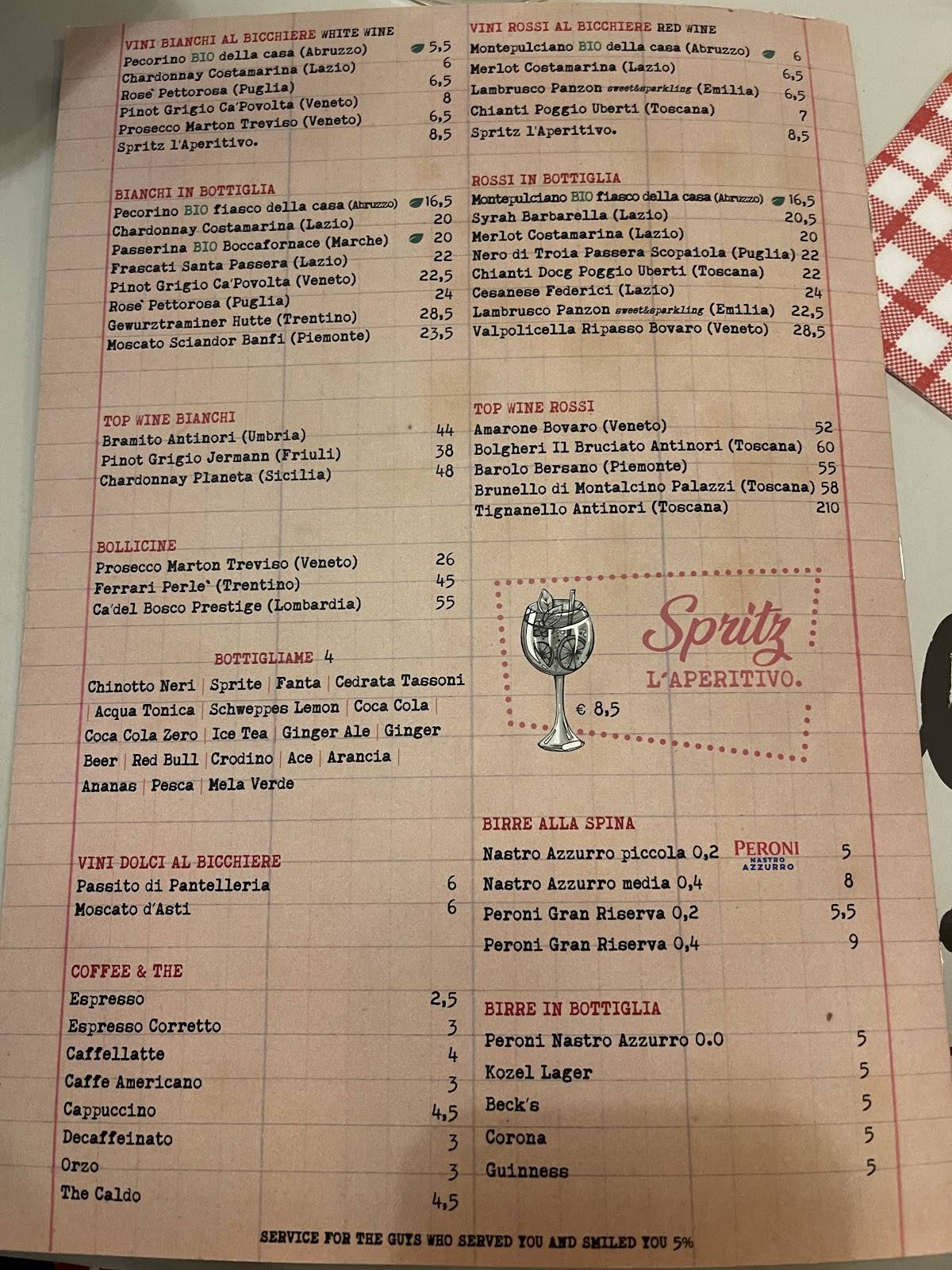 Menu di Tonnarello San Pietro 
