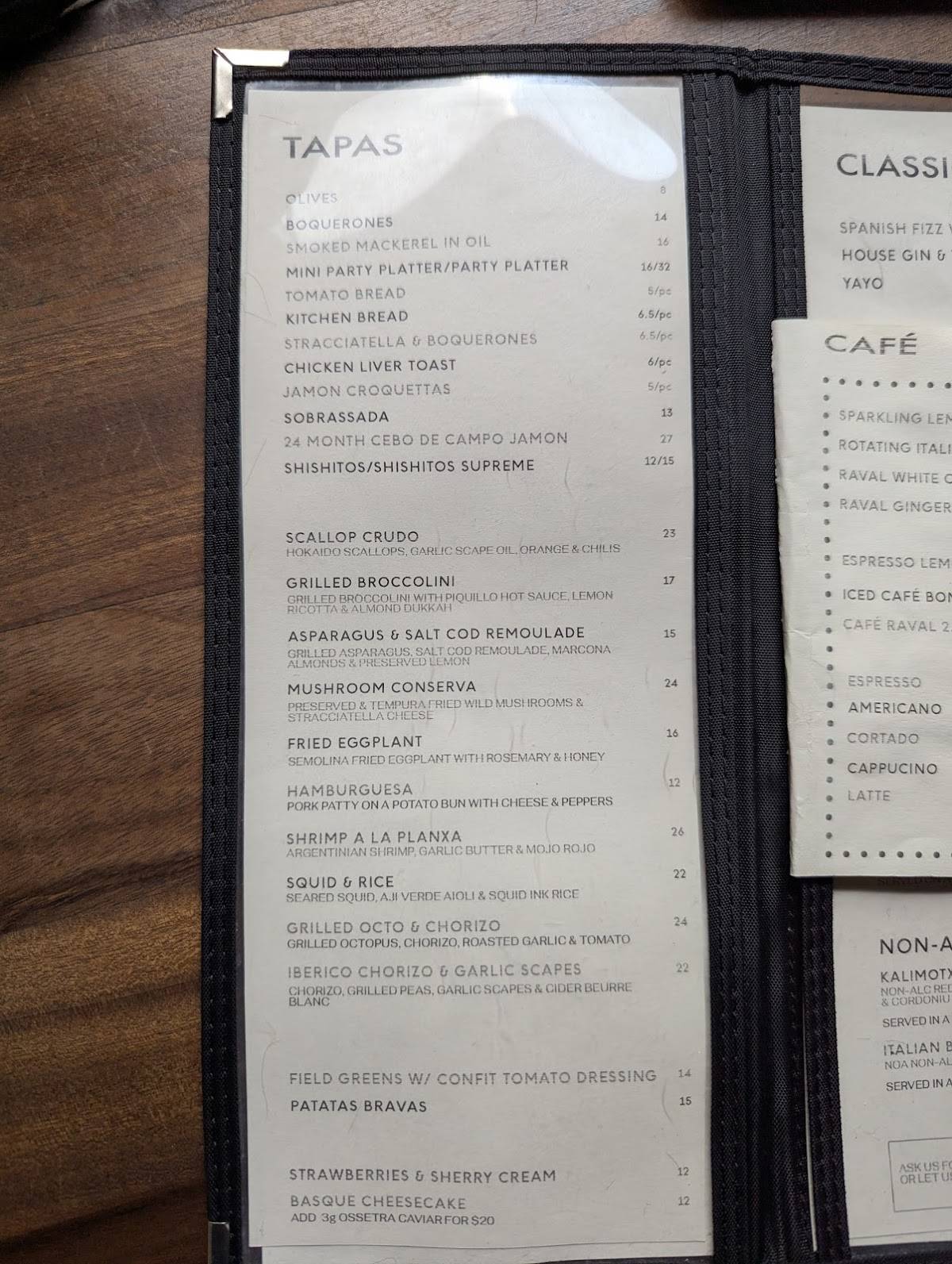 Menu de Bar Raval