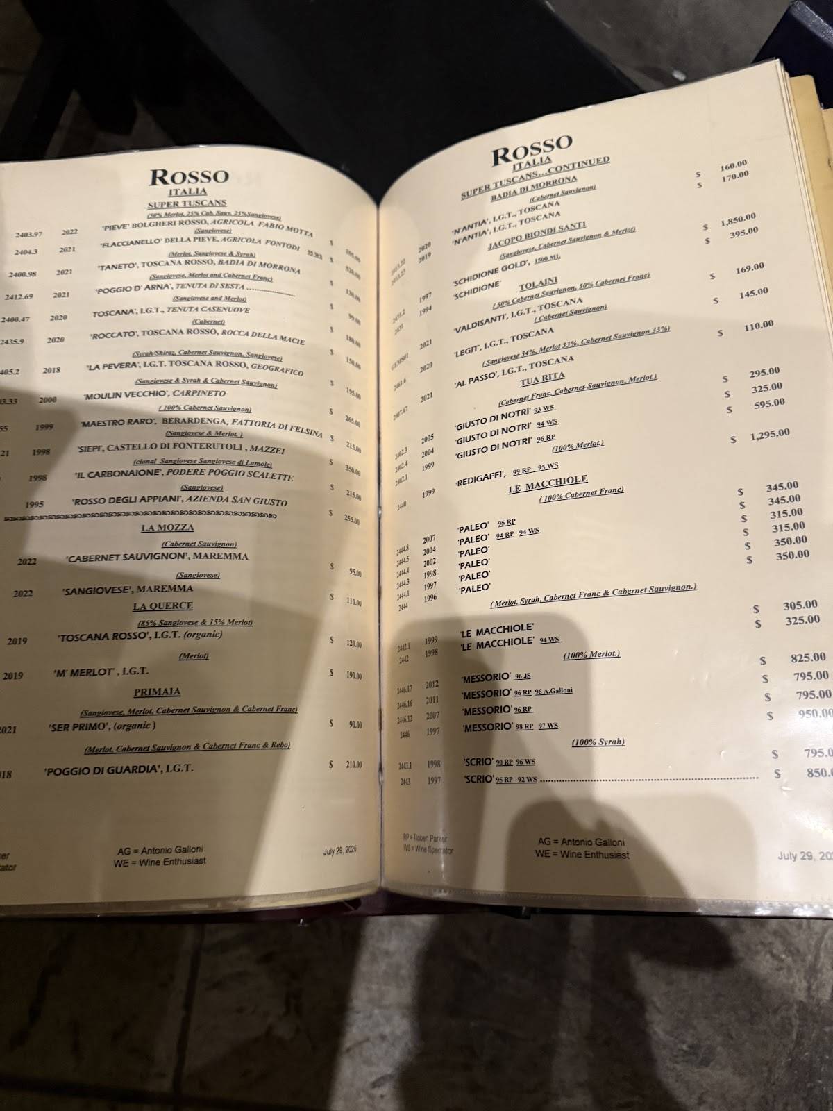 Menu de Via Allegro Ristorante