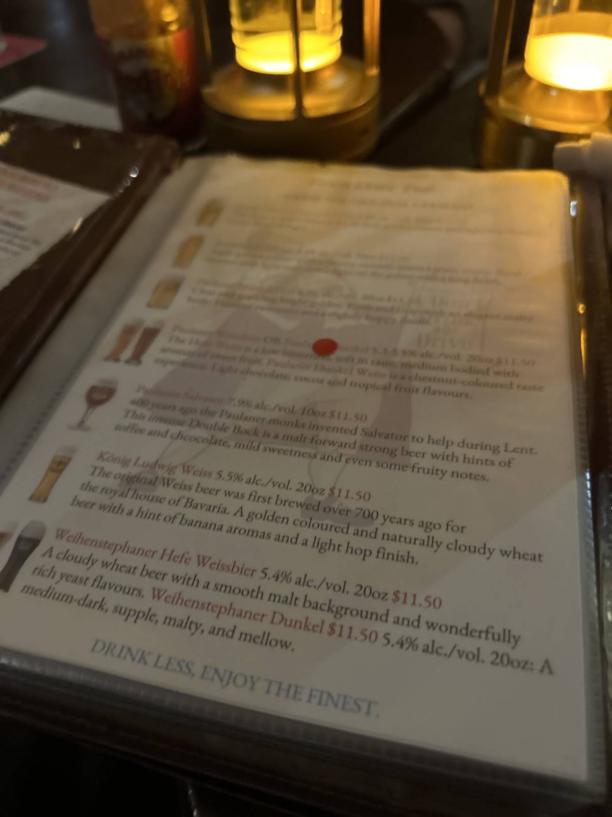 Menu de Town Crier