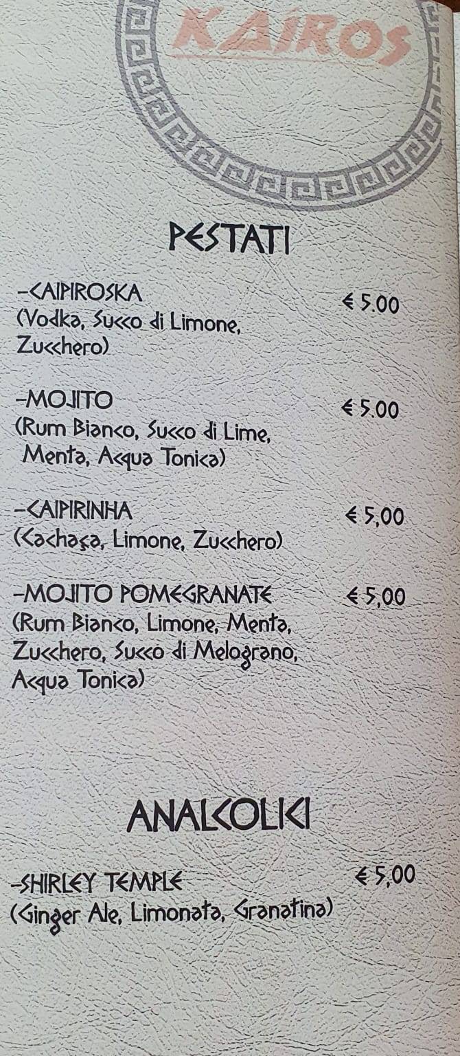 Menu di Kairos 