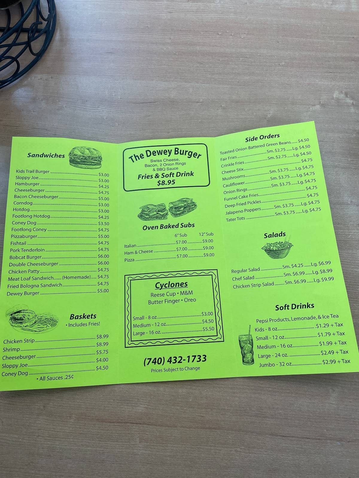 Menu at Trail Family Diner pizzeria, Cambridge