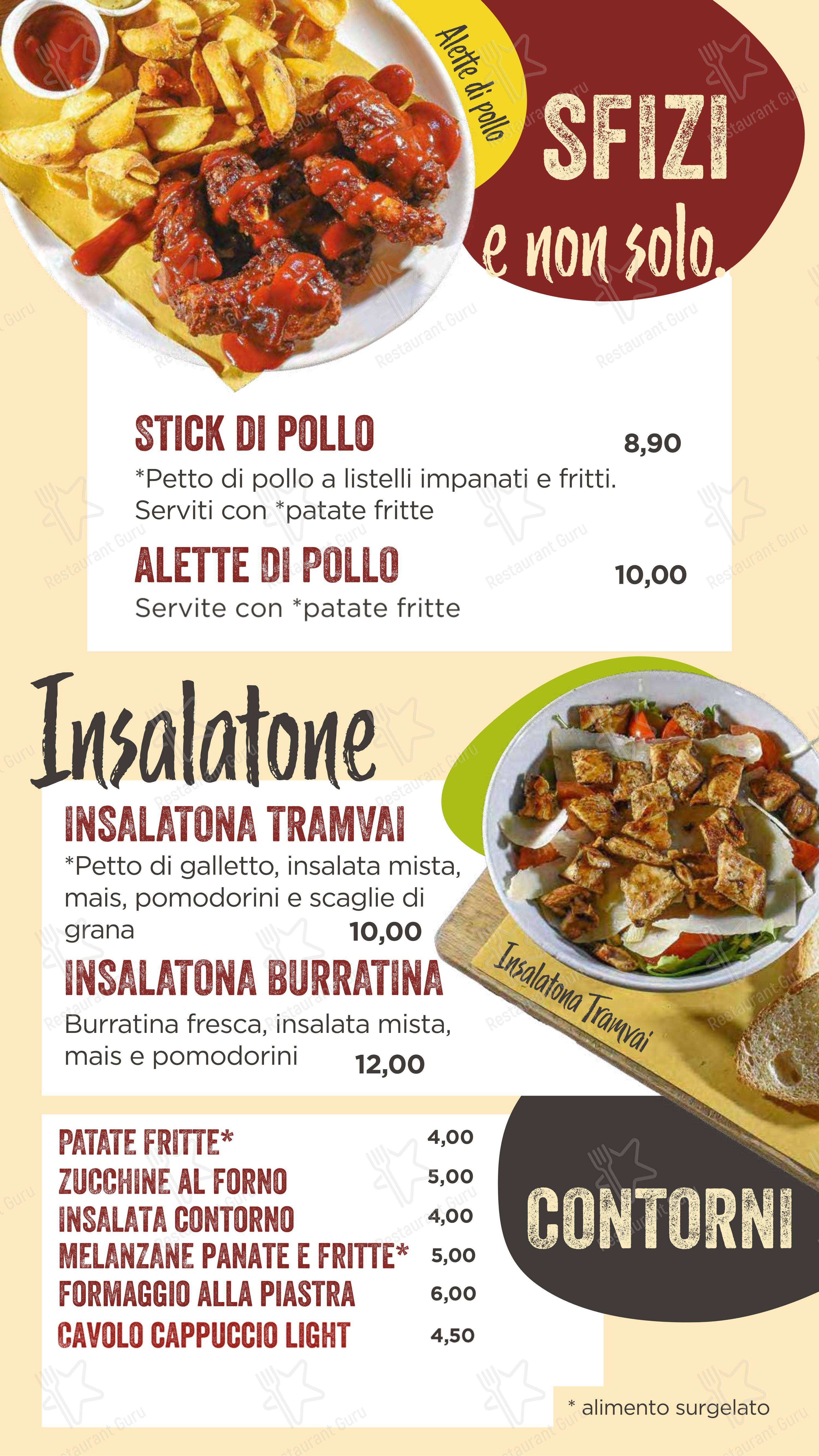 Menu per Tramvai ristorante
