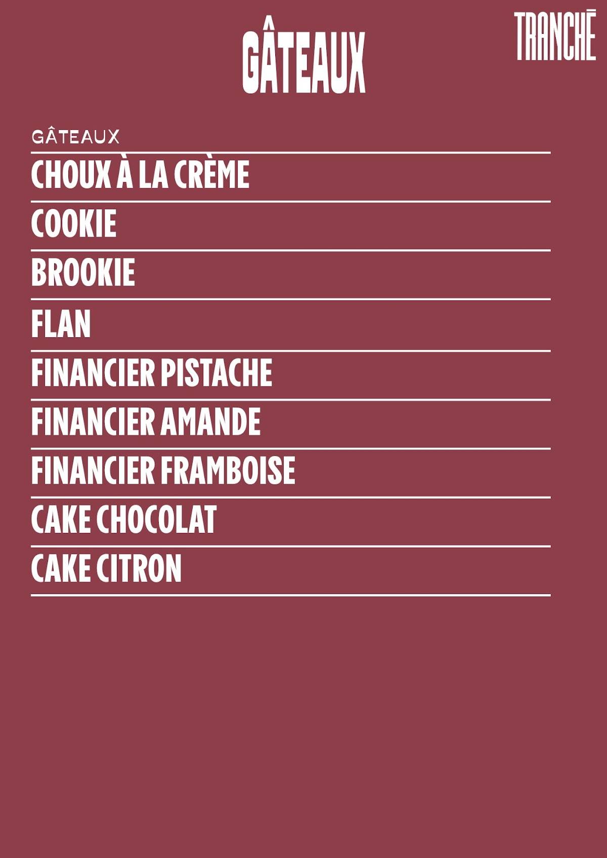 Menu de Boulangerie Tranché - Batignolles