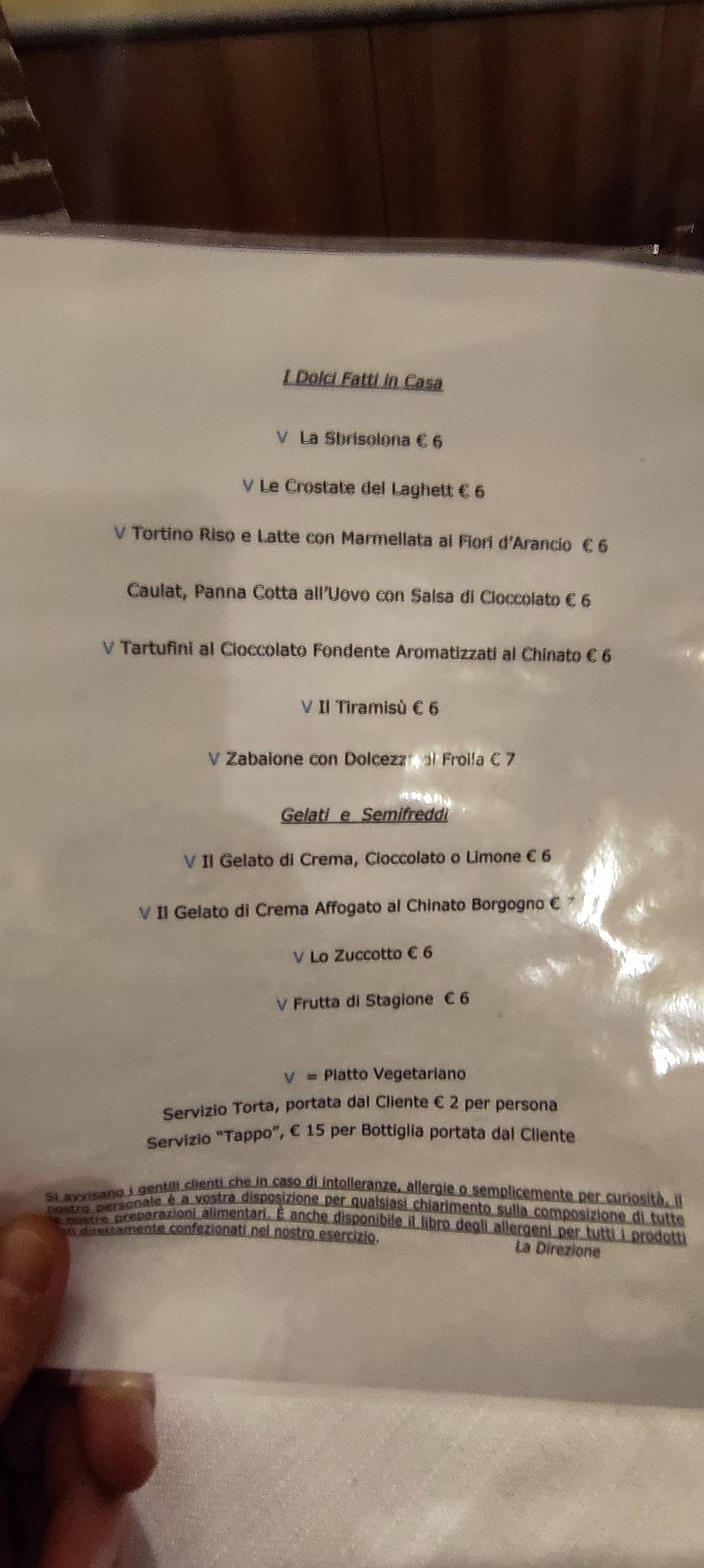 Menu di Trattoria Al Laghett 