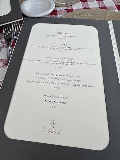 Menu di Trattoria Da Lorenzo 