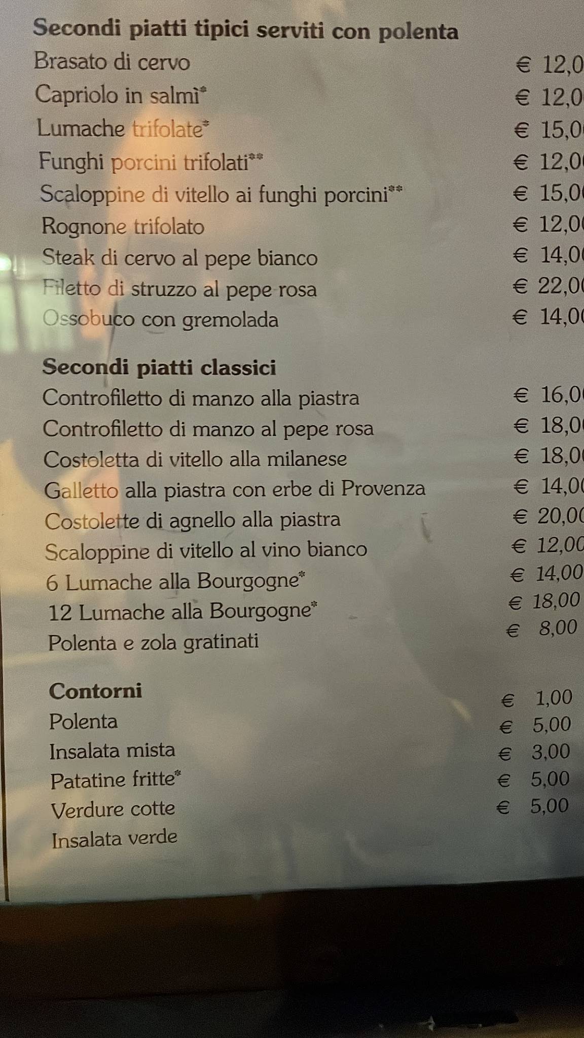 Menu di Trattoria Da Pasqualino 