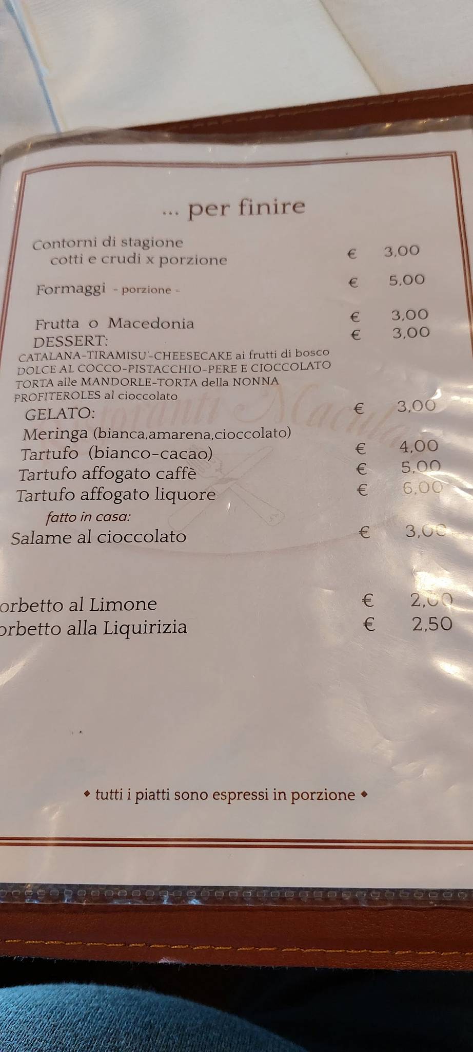 Menu di Trattoria Da Poi 