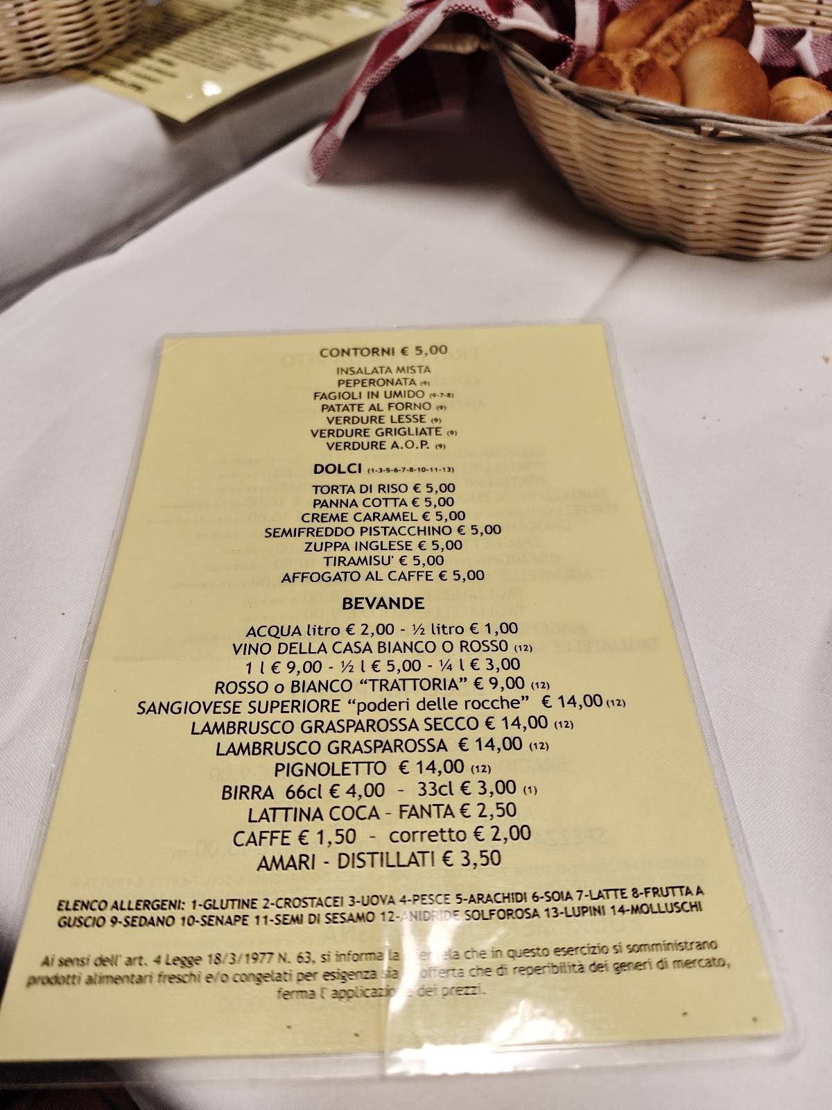 Menu di Trattoria Da Vito 