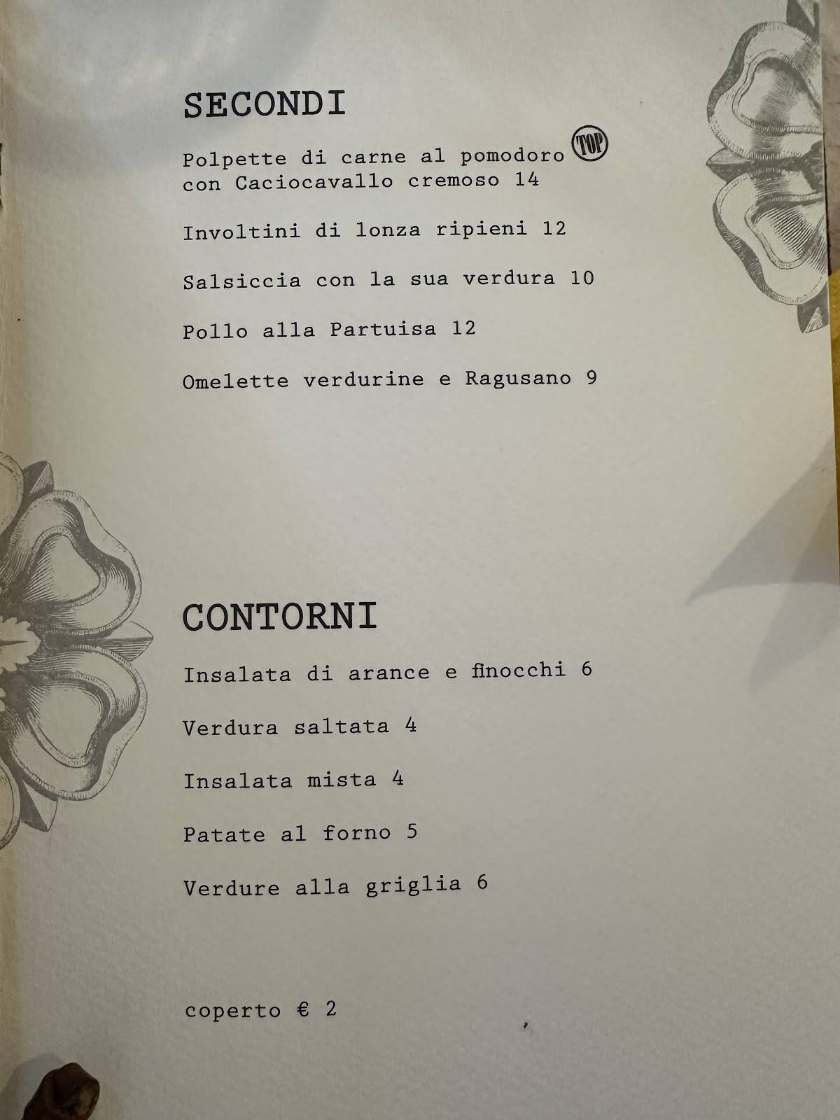Menu di Trattoria La Bettola 