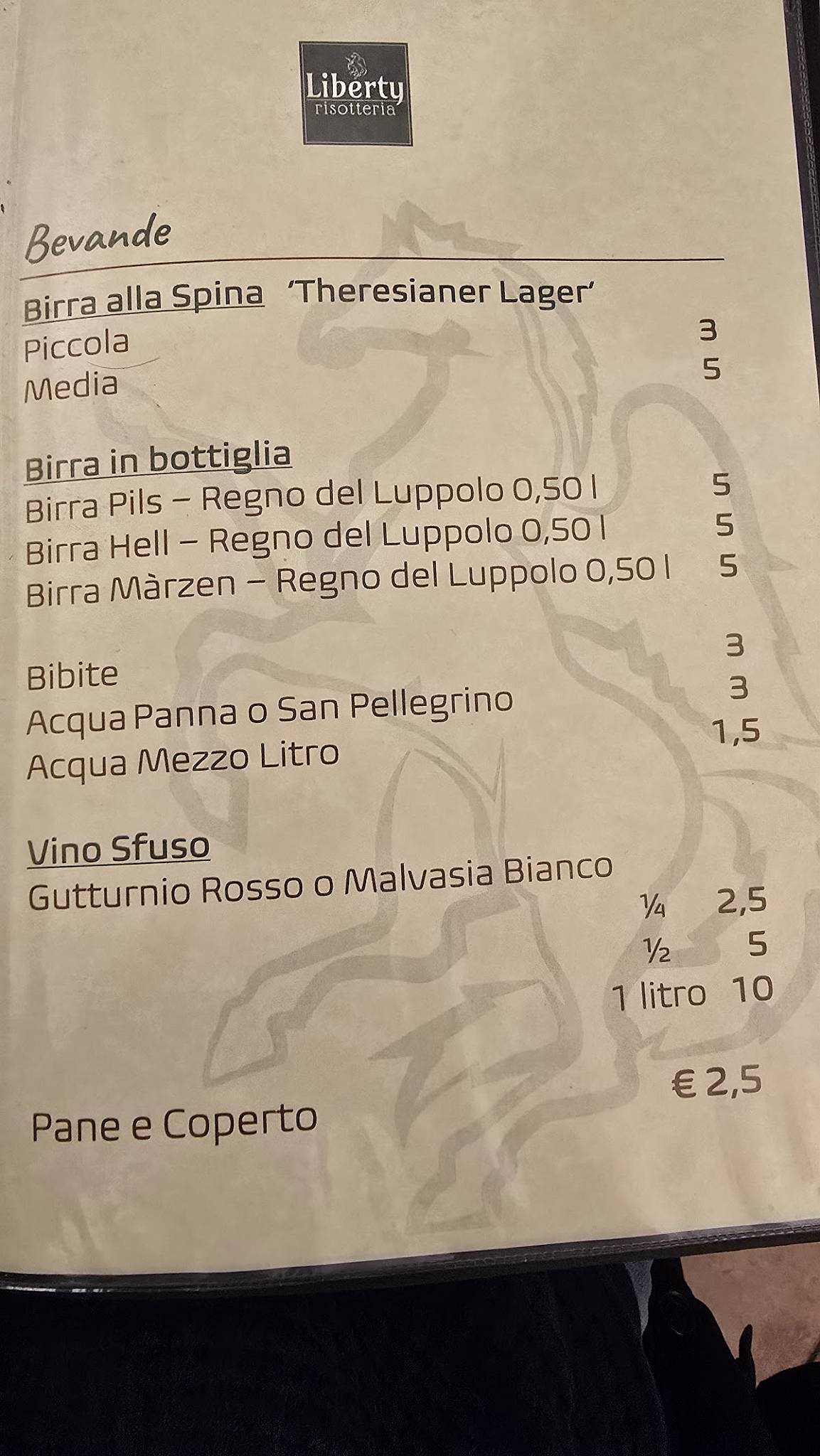 Menu di Trattoria Liberty 