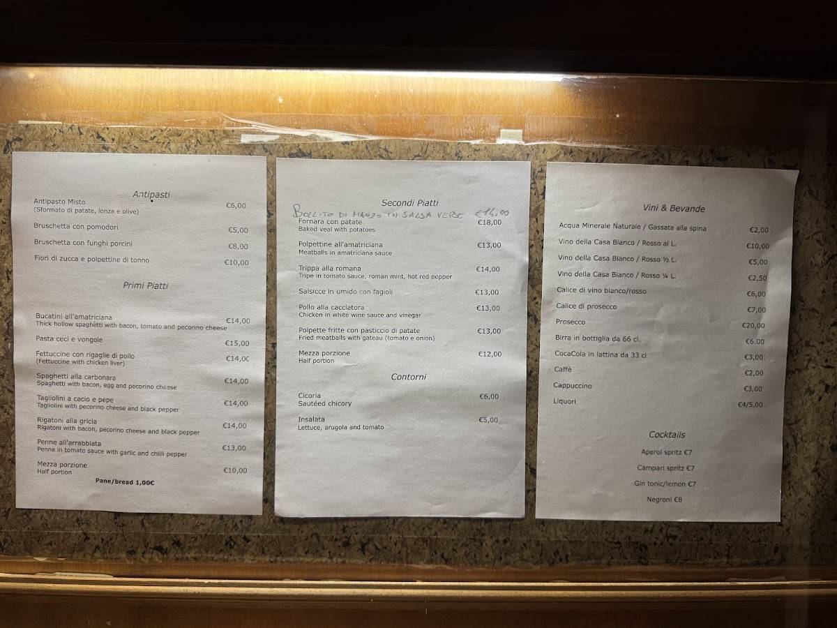 Menu di Trattoria Lilli 