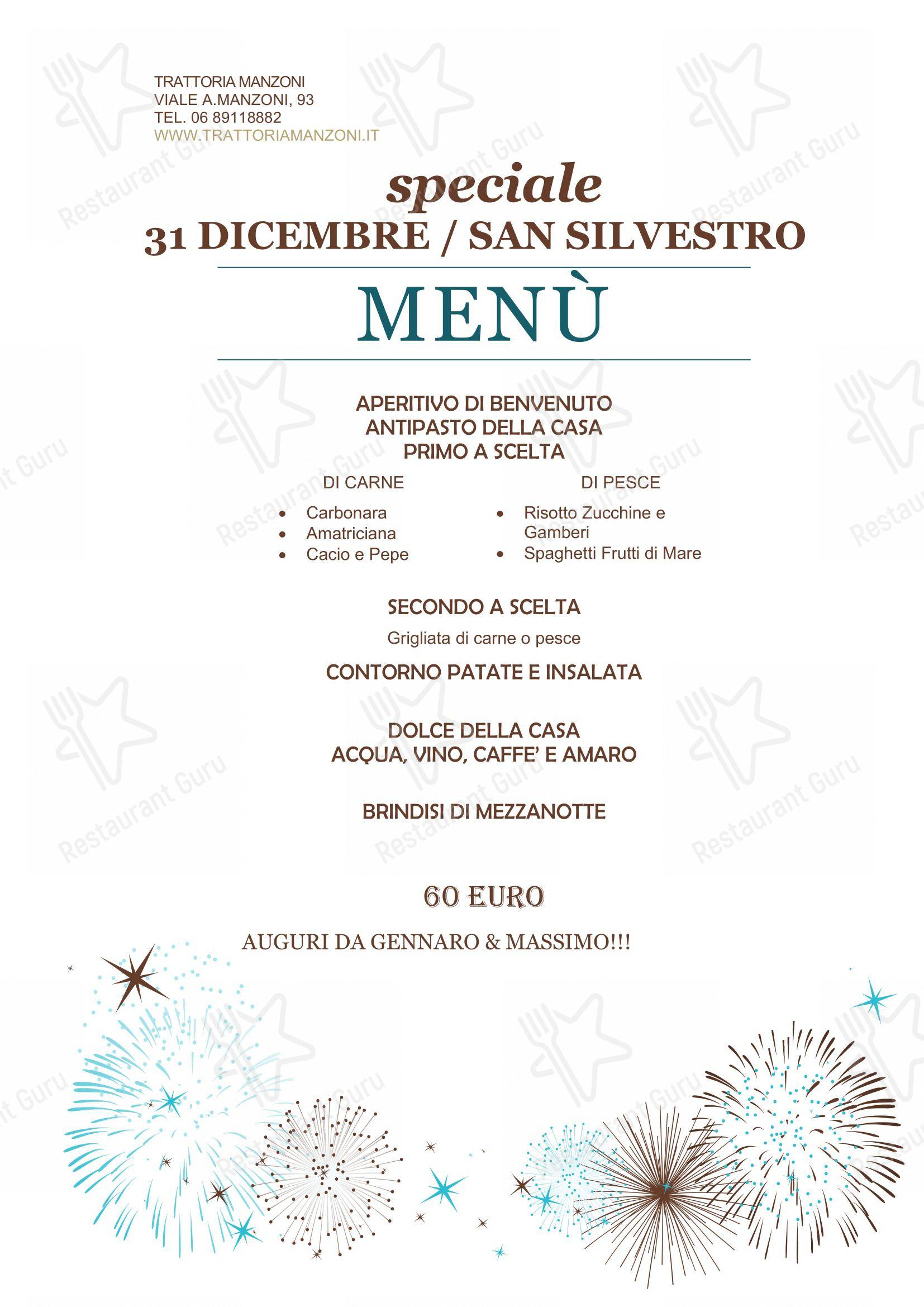 Trattoria Manzoni in Roma - Menu
