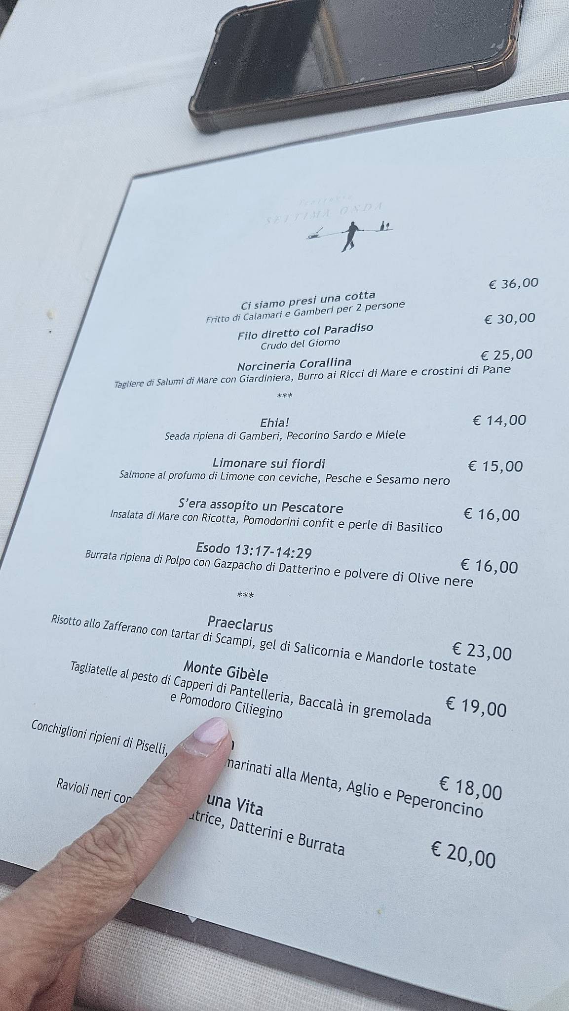 Menu di Trattoria Settima Onda 