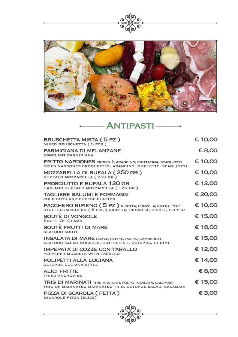 Menu di Trattoria & Pizzeria Nardones Napoli 
