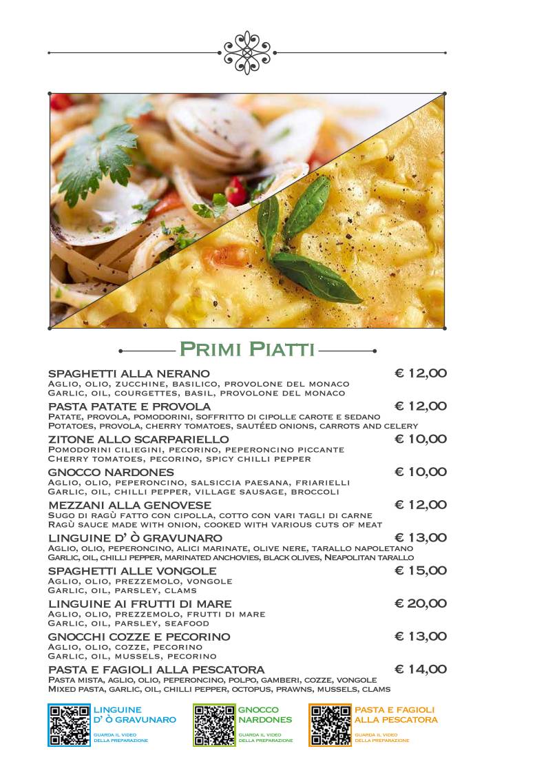Menu di Trattoria & Pizzeria Nardones Napoli 